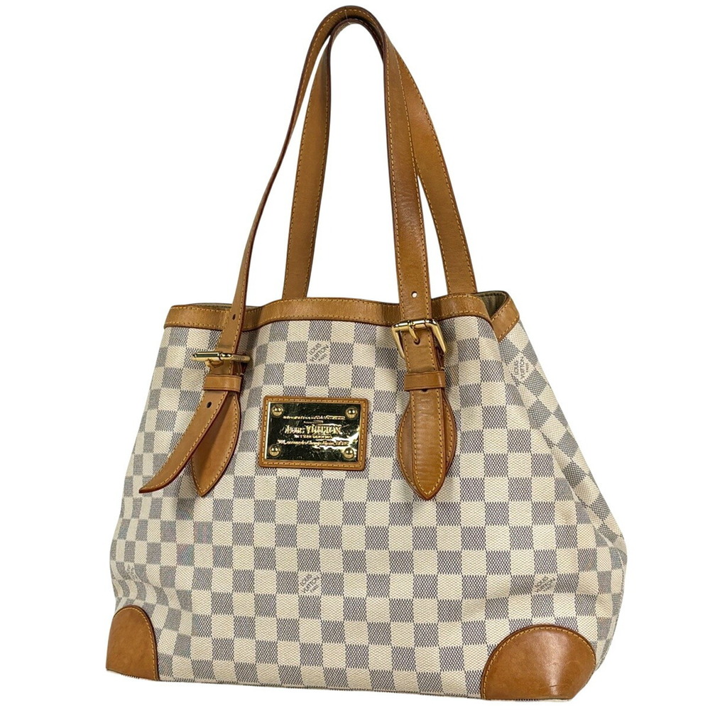 Louis Vuitton Hampstead Handbag Shoulder Bag Tote Damier Azur White